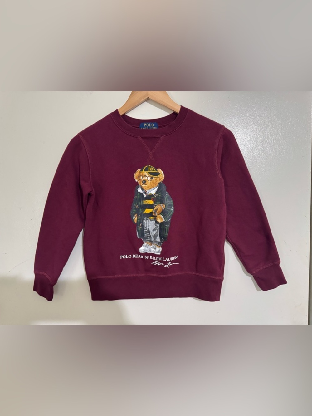 Polo Ralph Lauren maroon polo game day football bear graphic sweatshirt Small 8